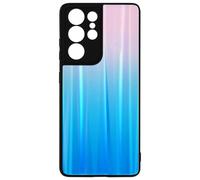 Coque Samsung Galaxy S21 Ultra Bi-matière Holographique Brillant Rose et bleu