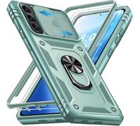 Coque Samsung Galaxy S22 5g Vert Menthe Avec Verre Trempé ¿ Protection 360° Antichoc Militaire, Armure Renforcée Et Support Anneau Rotatif