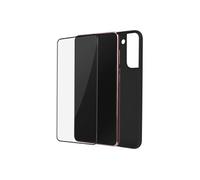 Coque Samsung Galaxy S22 Plus Souple Noir et Verre Trempé 9H Contour Noir