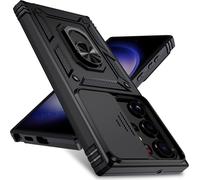 Coque Samsung Galaxy S22 Ultra ¿ Cache Lentille Coulissant, Protection Anti¿Chute Jusqu¿À 3 M (Grade Militaire), Double Couche Tpu+Pc, Anneau Magnétique 360° Avec Plaque Métal