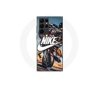 Coque - Maniacase - Samsung Galaxy S22 Ultra - Souple - Noir - Nike Logo Blanc Roue Moto
