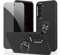 Coque Samsung Galaxy S23 Plus 5g + Verre Trempé Confidentialité 9h Anti-Espion, Coque Pc Avec Intérieur Silicone, Coins Renforcés & Bords Surélevés, Support Anneau 360° - Noir