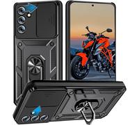 Coque Samsung Galaxy S24 Fe - Cache Coulissant Pour Caméra, Armure Pc+Tpu Antichocs, Anneau Support Rotatif 360° Magnétique (Compatible Support Voiture), Découpes Précises