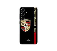 Coque Samsung Galaxy S24 Fe Porsche Logo Rouge Et Dorée Fond Noir
