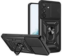 Coque Samsung Galaxy S24 Plus - Anti-Chute Grade Militaire, Protection Caméra Avec Cache, Anneau Rotatif 360° & Pied Métal, Compatible Support Magnétique Voiture, Tpu Renforcé Noir