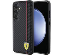 Coque Samsung Galaxy S24 Plus Ferrari Carbone Imprimé Ligne Noire