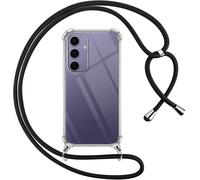 Coque Samsung Galaxy S24 Transparente En Silicone Tpu Avec Cordon Réglable Type Collier - Coins Renforcés Anti-Chute, Bandoulière Noire