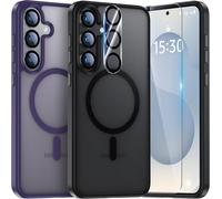 Coque Samsung Galaxy S25 5-En-1 - 1 Coque Antichoc + 2 Verres Trempés 9h Écran + 2 Protections Caméra, Protection Militaire 8ft, Noir Mat