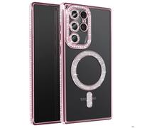 Avizar Coque Diamant pour Samsung Galaxy S25 Ultra Contour Strass Rose