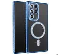 Coque - Samsung - Galaxy S25 Ultra - Strass Bleu - Résistante - Compatible MagSafe