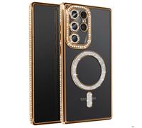 Coque - Samsung - Galaxy S25 Ultra - Strass Dorée - Résistante - Compatible MagSafe