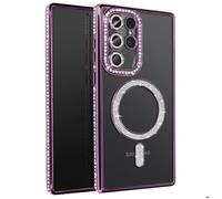 Coque Diamant Pour Samsung Galaxy S25 Ultra Magsafe Contour Strass Violet