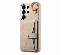 COQUE Samsung Galaxy S26 Ultra avec Crochet, Support, Anti-Choc Téléphone Housse avec Miroir intégré, Texture Cuir Étui Protecteur Slim pour Samsung Galaxy S26 Ultra-Kaki