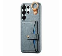 COQUE Samsung Galaxy S26 Ultra avec Crochet, Support, Anti-Choc Téléphone Housse avec Miroir intégré, Texture Cuir Étui Protecteur Slim pour Samsung Galaxy S26 Ultra-Bleu