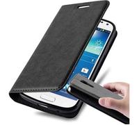 Coque Pour Samsung Galaxy S4 Mini En Noir Nuit Housse De Protection Étui Avec Fermeture Magnétique, Fonction De Support Et Compartiment Pour Carte