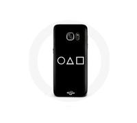 Coque Samsung Galaxy S7 Squid Game logo symboles cercle carre triangle Fond Noir