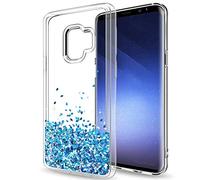 Coque Samsung Galaxy S9 Glitter Étui, Mince Brillant Bling Coeur Mignon Silicone Paillette TPU Bumper 3D Liquide Quicksands Housse Cristal Clair Shiny Étincelle Transparente Antichoc Cover