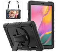 Coque Samsung Galaxy Tab A 10.1 2019 Housse SM-T515- T510 Étui Heavy Duty [360° Rotatif Support][Bandoulière][Poignée] -Noir