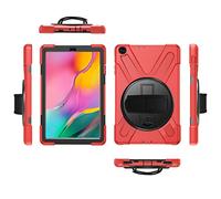 Coque Samsung Galaxy Tab A 10.1 T510 T515, Étui Robuste Antichoc, Support Rotatif 360 et Dragonne, Protection Housse pour Samsung Galaxy Tab A 10.1 T510 T515 (Rouge)