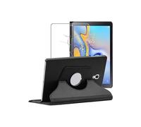 - Coque Samsung Galaxy Tab A 10.5 (2018) T590 T595 Housse Etui PU Cuir Rotatif 360, Noir + Film protection écran en VERRE Trempé [Dimensions PRECISES