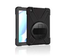 Coque Samsung Galaxy Tab A 8.0 P200 P205, Étui Robuste Antichoc, Support Rotatif 360 et Dragonne, Protection Housse pour Samsung Galaxy Tab A 8.0 P200 P205 (Noir)