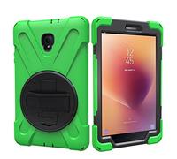 Coque Samsung Galaxy Tab A 8.0 T380 T385, Étui Robuste Antichoc, Support Rotatif 360 et Dragonne, Protection Housse pour Samsung Galaxy Tab A 8.0 T380 T385 (Vert)