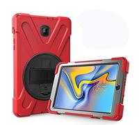 Coque Samsung Galaxy Tab A 8.0 T387, Étui Robuste Antichoc, Support Rotatif 360 et Dragonne, Protection Housse pour Samsung Galaxy Tab A 8.0 T387 (Rouge)