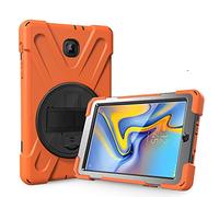 Coque Samsung Galaxy Tab A 8.0 T387, Étui Robuste Antichoc, Support Rotatif 360 et Dragonne, Protection Housse pour Samsung Galaxy Tab A 8.0 T387 (Orange)