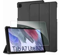 Coque Samsung Galaxy Tab A7 Lite - 2021 - Ultra Mince en Cuir - Protection 360° - Support Intégré - Noir