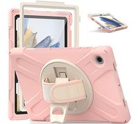 Coque Samsung Galaxy Tab A8 10.5 X200 X205, Étui Robuste Antichoc, Support Rotatif 360 et Dragonne, Protection Housse pour Samsung Galaxy Tab A8 10.5 X200 X205 (Or Rose)