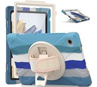 Coque Samsung Galaxy Tab A8 10.5 X200 X205, Étui Robuste Antichoc, Support Rotatif 360 et Dragonne, Protection Housse pour Samsung Galaxy Tab A8 10.5 X200 X205 (Bleu Coloré)