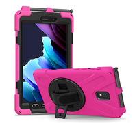 Coque Samsung Galaxy Tab Active 3 8" T570 T575 T577, Étui Robuste Antichoc, Support Rotatif 360 et Dragonne, Protection Housse pour Samsung Galaxy Tab Active 3 8" T570 T575 T577 (Rose Rouge)