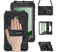 Coque Samsung Galaxy Tab Active 5/Active 3 8 Pouce, Étui De Robuste Avec Porte-Stylet, Support Rotatif À 360° Et Dragonne, Bandoulière, Housse Pour Sm-X300/X306b/T570/T575, Noir