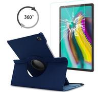 Coque Samsung Galaxy Tab S5e Housse (SM-T720 -SM-T725) 360 Rotation Tablette Étui + Film Protection écran en Verre Trempé Bleu