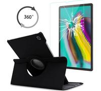 Coque Samsung Galaxy Tab S5e Housse (SM-T720 -SM-T725) 360 Rotation Tablette Étui + Film Protection écran en Verre Trempé Noir