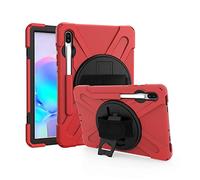 Coque Samsung Galaxy Tab S6 10.5 T860 T865 T867, Étui Robuste Antichoc, Support Rotatif 360, Dragonne et Porte-crayon, Protection Housse pour Samsung Galaxy Tab S6 10.5 T860 T865 T867 (Rouge)
