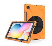 Coque Samsung Galaxy Tab S6 Lite 10.4 P610 P615, Étui Robuste Antichoc, Support Rotatif 360, Dragonne et Porte-Crayon, Protection Housse pour Samsung Galaxy Tab S6 Lite 10.4 P610 P615 (Orange)