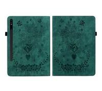 Coque Samsung Galaxy Tab S9 FE Plus FLOODKING - Étui avec Porte-Stylet, Support Ajustable, Design Fleur & Papillon, Coque TPU Antichoc Vert Vert