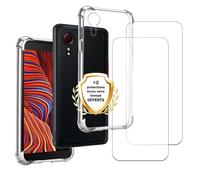 Coque Samsung Galaxy Xcover 5 Antichoc Coins Renforces Silicone + 2 Vitres En Verre Trempe Protection Ecran Evetane