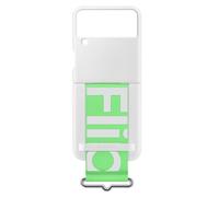Coque Samsung Galaxy Z Flip 3 5G avec Sangle Verte Silicone Doux Fine Blanc