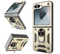 Coque Samsung Galaxy Z Flip 6 - Housse Militaire Antichoc [2 HD TPU Film + Anneau] - Protection 360° PC Dur & Gel Silicone TPU - Étui pour Galaxy Z Flip 6 - Résistance Chocs, Chutes,Or