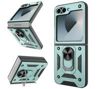 Coque Samsung Galaxy Z Flip 6 - Housse Militaire Antichoc [2 HD TPU Film + Anneau] - Protection 360° PC Dur & Gel Silicone TPU - Étui pour Galaxy Z Flip 6 - Résistance Chocs, Chutes,Vert