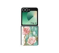 Coque Samsung Galaxy Z Flip 6 - Motif marbre fleur turquoise - Multicolore