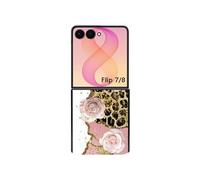 Coque Samsung Galaxy Z Flip 7 et 8 - Marbre fleur léopard - Multicolore semi-rigide