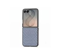 Coque Samsung Galaxy Z Flip 8 - Effet Cuir Carbone, Bords Surélevés, Bleu