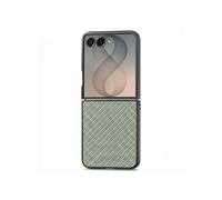 Coque Samsung Galaxy Z Flip 8 - Effet Cuir Carbone, Bords Surélevés, Vert