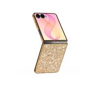 Coque Samsung Galaxy Z Flip 8 Pailletée Contour Chromé Dorée