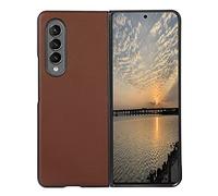 COQUE Samsung Galaxy Z Fold 3 étui/Motif en Cuir véritable/mouton/360˚Protection complète,étui pour téléphone Portable Pliable Samsung Galaxy Z Fold 3-Marron