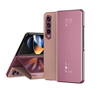 Coque Samsung Galaxy Z Fold 4 Clear View Etui à Rabat Antichoc Miroir Smart Stand Etui Housse pour Galaxy Z Fold 4 5G -rose