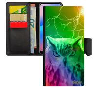 Coque Samsung S10 Plus Simili Cuir Portefeuille Hibou Eclair Oiseau Chouette Personnalisé Animaux Portable Motif S10+ Jaune Galaxy